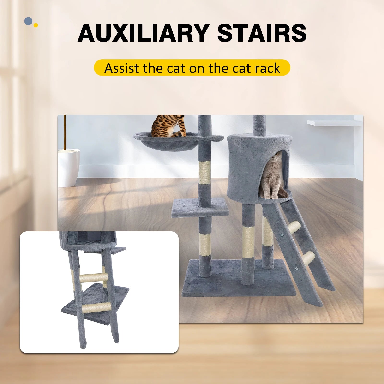 Cat Tree Cat Climbing Frame Kitten Scratching Post Activity Centre Cat Nest Cat Climbing Tower Sisal Scratching Post 140Cm